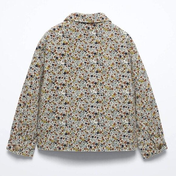 Zara Fine-Wale Corduroy Floral Jacket and Pants Set Girl's 7/8 - Picture 3 of 16